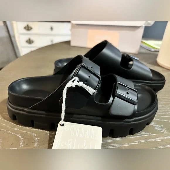 Black Leather Arizona Chunky Birkenstock Size 6 - Picture 4 of 9